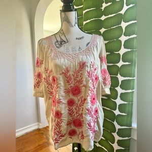 100% silk Juicy Couture embroidered boho top size M